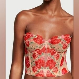 Victoria's Secret | Dream Angels Strapless Floral Embroidery Corset Top Size 32D